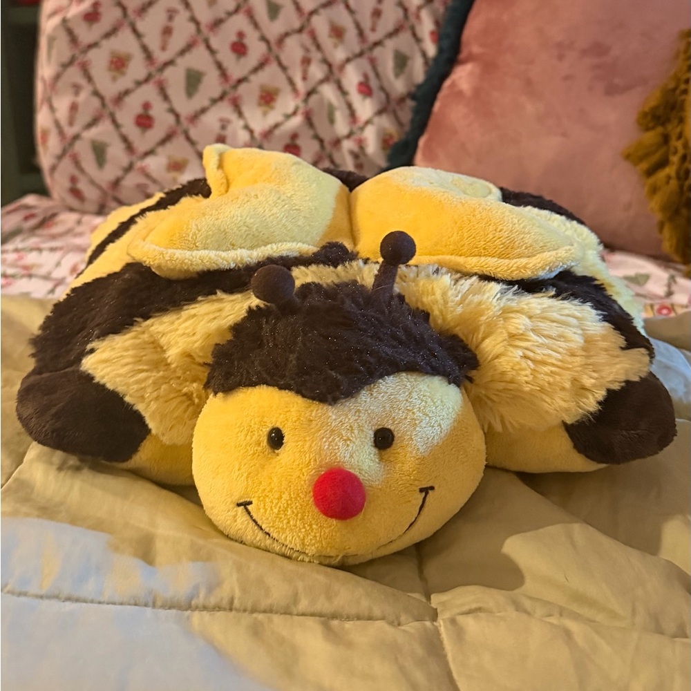 Yellow and Black Bee Plush Pillow